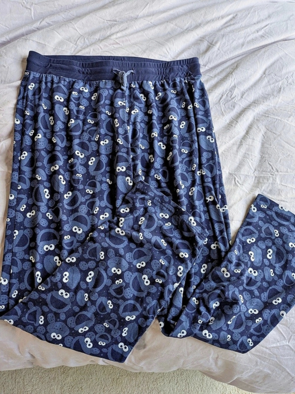 Sesame Street Cookie Monster Print Pj Pants in Blue Size Medium
